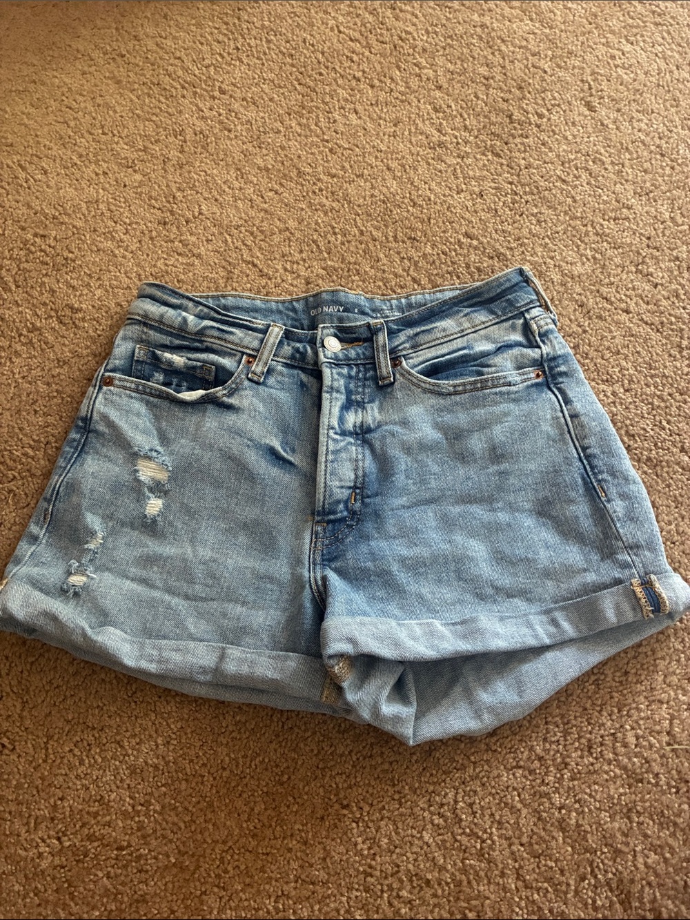 Old Navy Light Denim Rolled Cuff Jean Shorts high rise curvy O.G. Straight 8